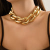 Jewelry Metal Buckle Single Layer Necklace Punk Geometric Style Plastic Plating Aluminum Chain