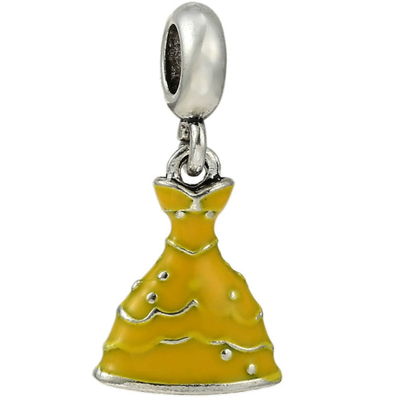 Jewelry Metal Cartoon Princess Skirt Beaded Pendant Totem Electroplated Diy Bracelet Beads Accessories
