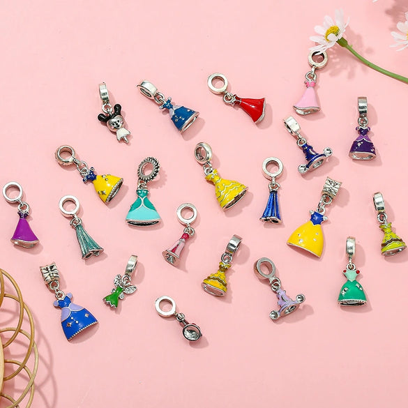 Jewelry Metal Cartoon Princess Skirt Beaded Pendant Totem Electroplated Diy Bracelet Beads Accessories