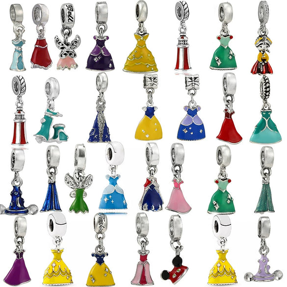 Jewelry Metal Cartoon Princess Skirt Beaded Pendant Totem Electroplated Diy Bracelet Beads Accessories
