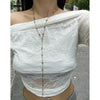 Jewelry Metal Chain Geometric Rhinestone Electroplating Long Necklace For Women