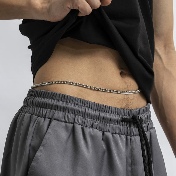 Jewelry Metal Chain Men's Body Chain Waist Chain Punk Exaggerated Simple Single Layer Iron Chain Leisure Style