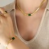Jewelry Metal Chain Multicolor Zircon Hip Hop Retro Electroplated Bracelet And Necklace Set