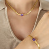 Jewelry Metal Chain Multicolor Zircon Hip Hop Retro Electroplated Bracelet And Necklace Set
