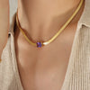 Jewelry Metal Chain Multicolor Zircon Hip Hop Retro Electroplated Bracelet And Necklace Set