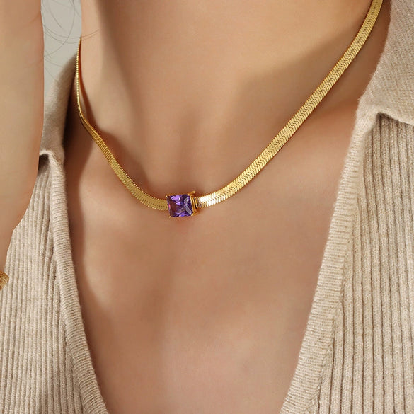 Jewelry Metal Chain Multicolor Zircon Hip Hop Retro Electroplated Bracelet And Necklace Set