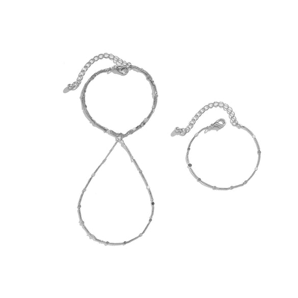 Jewelry Metal Cold Style Geometric Women's Multilayer Sequin Thin Chain Bracelet Set Electroplated
