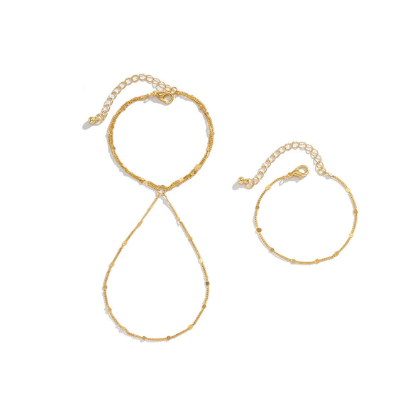 Jewelry Metal Cold Style Geometric Women's Multilayer Sequin Thin Chain Bracelet Set Electroplated