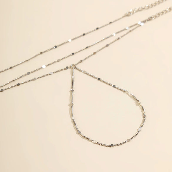 Jewelry Metal Cold Style Geometric Women's Multilayer Sequin Thin Chain Bracelet Set Electroplated