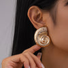 Jewelry Metal Conch Irregular Exaggerated Hollow Earrings Geometric Electroplating Women's
