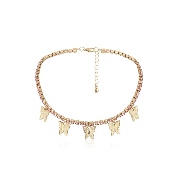Jewelry Metal Copper Butterfly Claw Chain Simple Single Layer Retro Clavicle Necklace For Women