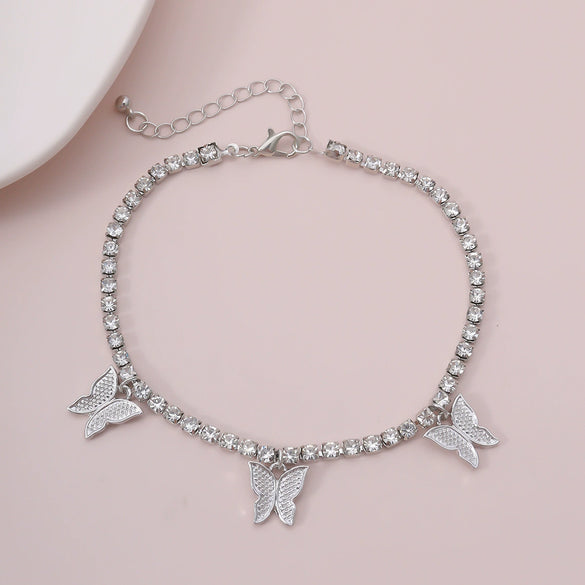 Jewelry Metal Copper Butterfly Claw Chain Simple Single Layer Retro Clavicle Necklace For Women