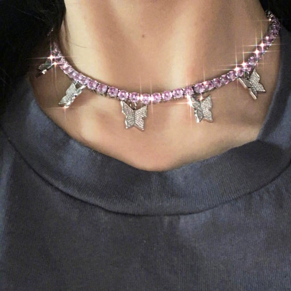 Jewelry Metal Copper Butterfly Claw Chain Simple Single Layer Retro Clavicle Necklace For Women