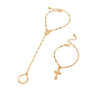 Jewelry Metal Copper Chain Alloy Geometric Finger Bracelet For Women With Electroplating And Cross Pendant Simple Style
