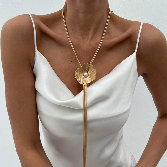 Jewelry Metal Copper Chain Imitation Pearls Geometric Highend Electroplating Clavicle Chain