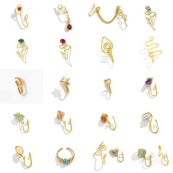 Jewelry Metal Copper Iron Geometric Heart Shaped Electroplating Non Hole Piercing Nose Clip For Women