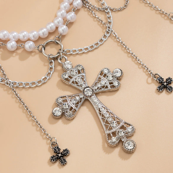 Jewelry Metal Cross Tassel Waist Chain Dark Gothic Blood Drop Bead Body Chain Lobster Clasp