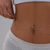 Jewelry Metal Doublelayer Thin Chain Tassel Body Chain With Metallic Round Bead And Double Circle Design For Women