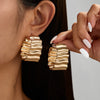 Jewelry Metal Exaggerated Geometric Semicircle Cshaped Electroplated Earrings For Women