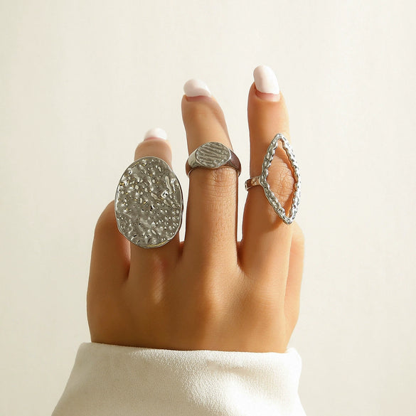 Jewelry Metal Geometric Arc Ring Joint Exaggerated Opening Set Electroplating Women's