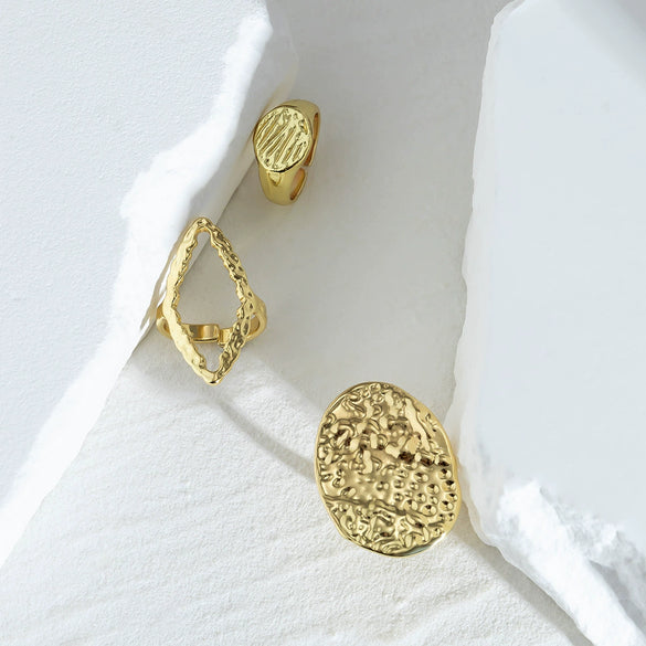 Jewelry Metal Geometric Arc Ring Joint Exaggerated Opening Set Electroplating Women's