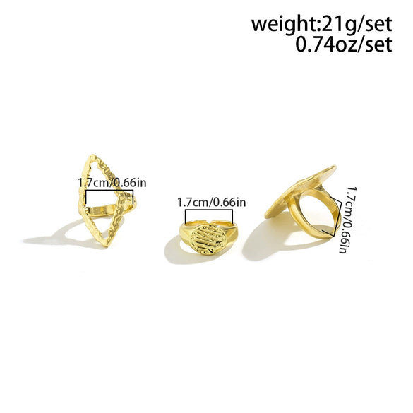 Jewelry Metal Geometric Arc Ring Joint Exaggerated Opening Set Electroplating Women's