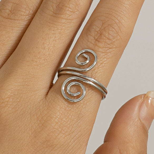 Jewelry Metal Geometric Coil Open Ring Bracelet For Women With Electroplating