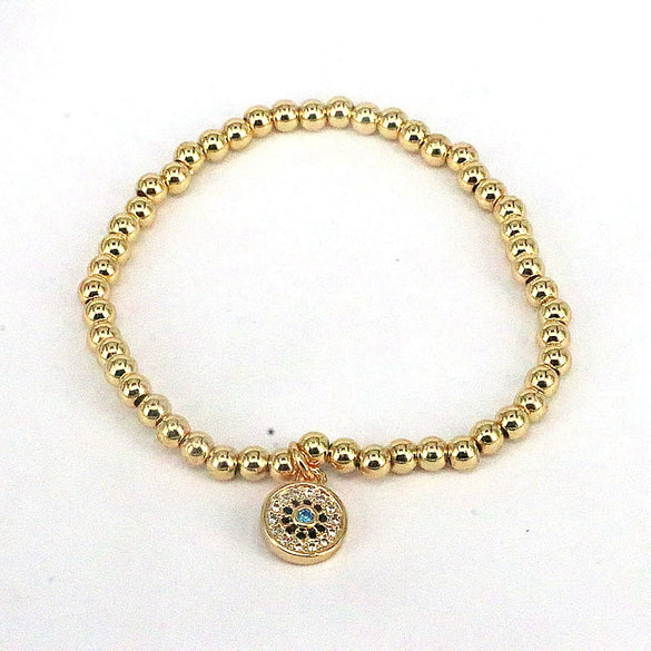 Jewelry Metal Geometric Devil's Eye Elastic Bracelet For Women With Color Oil Dropping Zircon Electroplating