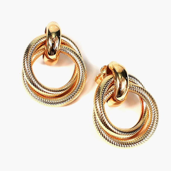 Jewelry Metal Geometric Double Spiral Interlaced Handmade Electroplated Earrings