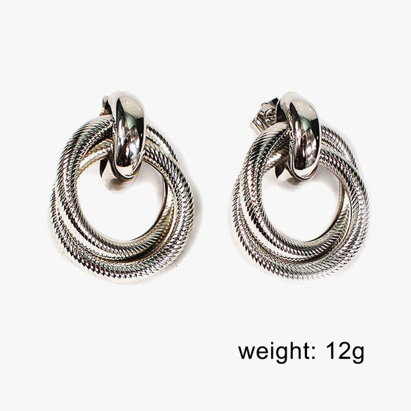 Jewelry Metal Geometric Double Spiral Interlaced Handmade Electroplated Earrings