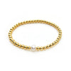 Jewelry Metal Geometric Handwoven Elastic Bracelet For Women With Natural Pearl
