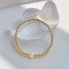 Jewelry Metal Geometric Handwoven Elastic Bracelet For Women With Natural Pearl