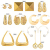Jewelry Metal Geometric Imitation Pearl Tassel Pleated Earrings With Electroplating
