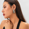 Jewelry Metal Geometric Imitation Pearl Tassel Pleated Earrings With Electroplating