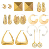 Jewelry Metal Geometric Imitation Pearl Tassel Pleated Earrings With Electroplating