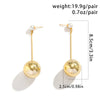 Jewelry Metal Geometric Imitation Pearl Tassel Pleated Earrings With Electroplating
