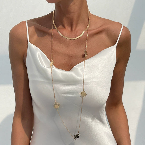 Jewelry Metal Geometric Snake Bone Clavicle Chain Necklace Electroplated Simple Style