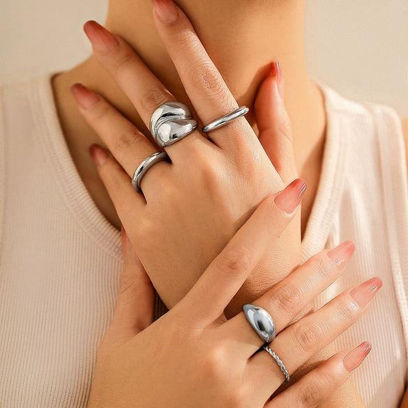 Jewelry Metal Geometric Water Drop Ring Electroplating Women's