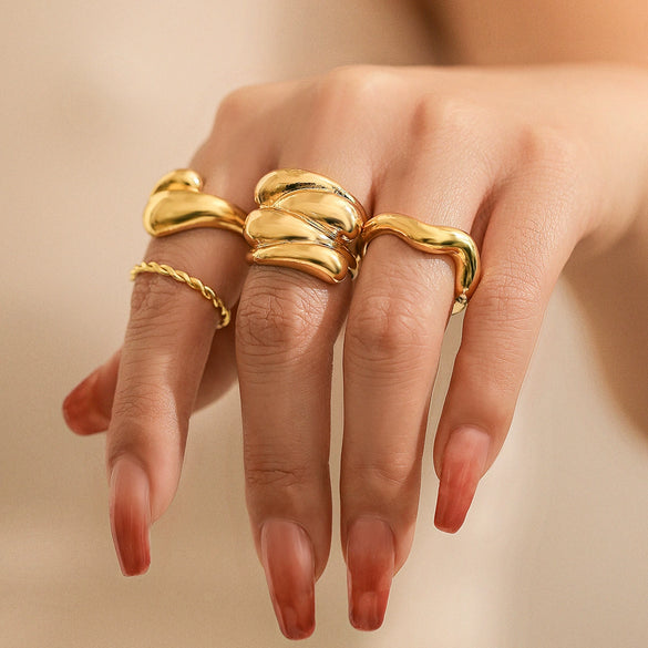 Jewelry Metal Geometric Water Drop Ring Electroplating Women's
