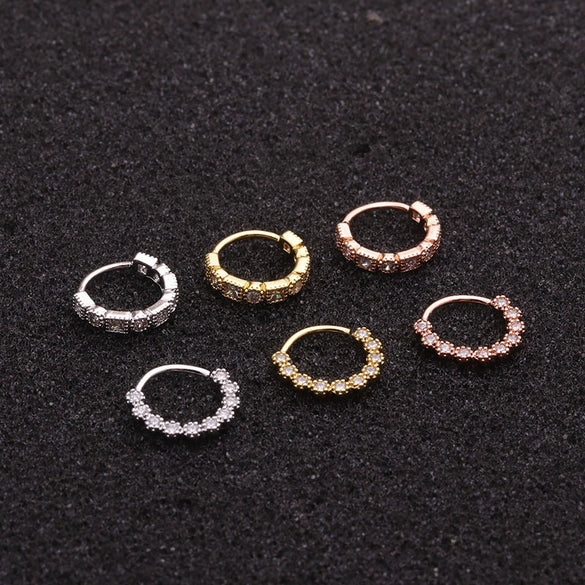 Jewelry Metal Geometric Zircon Inlaid Nose Ring For Women