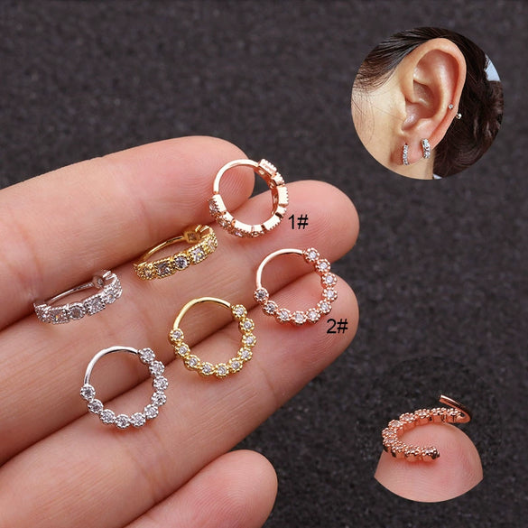 Jewelry Metal Geometric Zircon Inlaid Nose Ring For Women