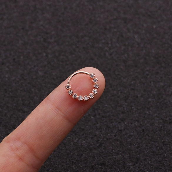 Jewelry Metal Geometric Zircon Inlaid Nose Ring For Women