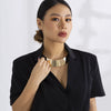 Jewelry Metal Glossy Geometric Clavicle Necklace For Women Iron Aluminum Chain Imitation Pearl Electroplating Punk Style