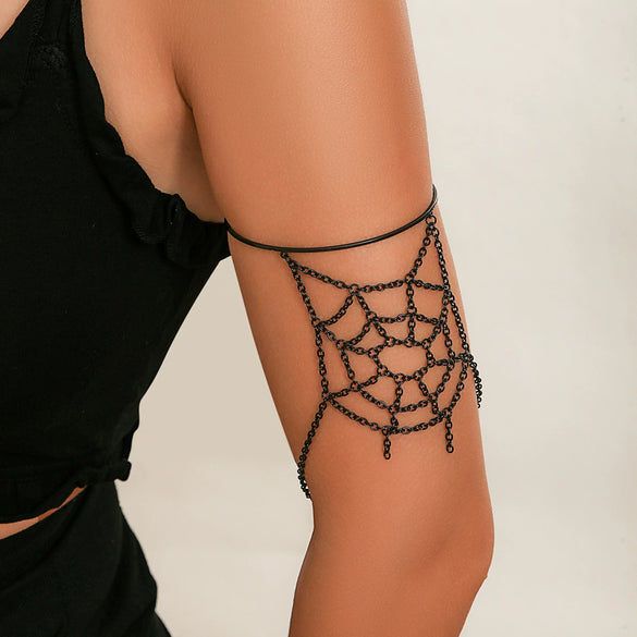 Jewelry Metal Hollow Chain Tassel Arm Chain Spider Web Opening Bracelet For Women
