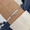 Jewelry Metal Imitation Pearl Chain Bracelet Geometric Hiphop Style Electroplating For Women