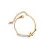 Jewelry Metal Imitation Pearl Chain Bracelet Geometric Hiphop Style Electroplating For Women