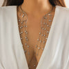 Jewelry Metal Imitation Pearl Pendant Collar Tassel Open Choker Necklace With Geometric Pattern And Electroplating Treatment