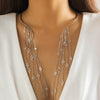 Jewelry Metal Imitation Pearl Pendant Collar Tassel Open Choker Necklace With Geometric Pattern And Electroplating Treatment