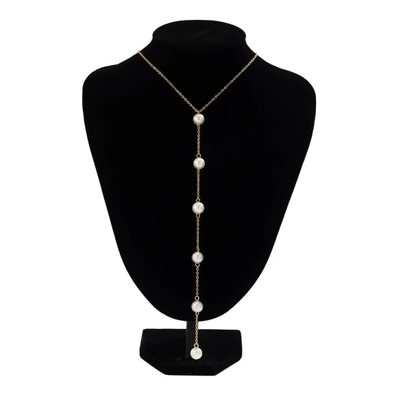 Jewelry Metal Imitation Pearl Tassel Ochain Necklace Geometric Electroplating Women's