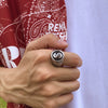 Jewelry Metal Men's Ring Geometric Pattern Oiling Punk Style Dollar Symbol